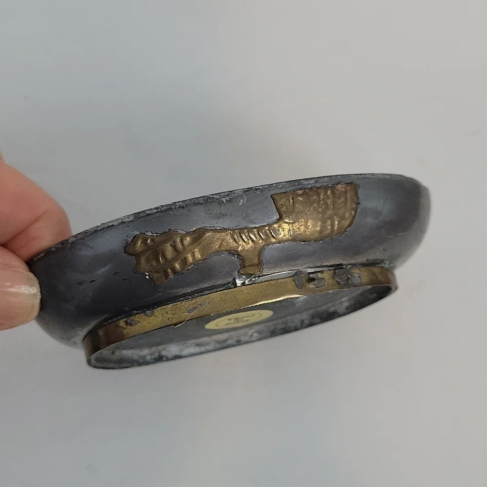Vintage Chinese Pewter & Brass Overlay Duck Trinket boxes set of 3